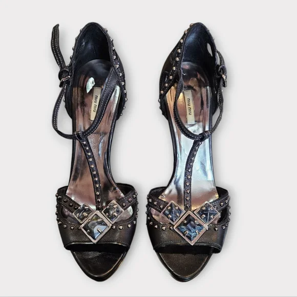Miu Miu Black Studded Heels - Picture 2 of 11